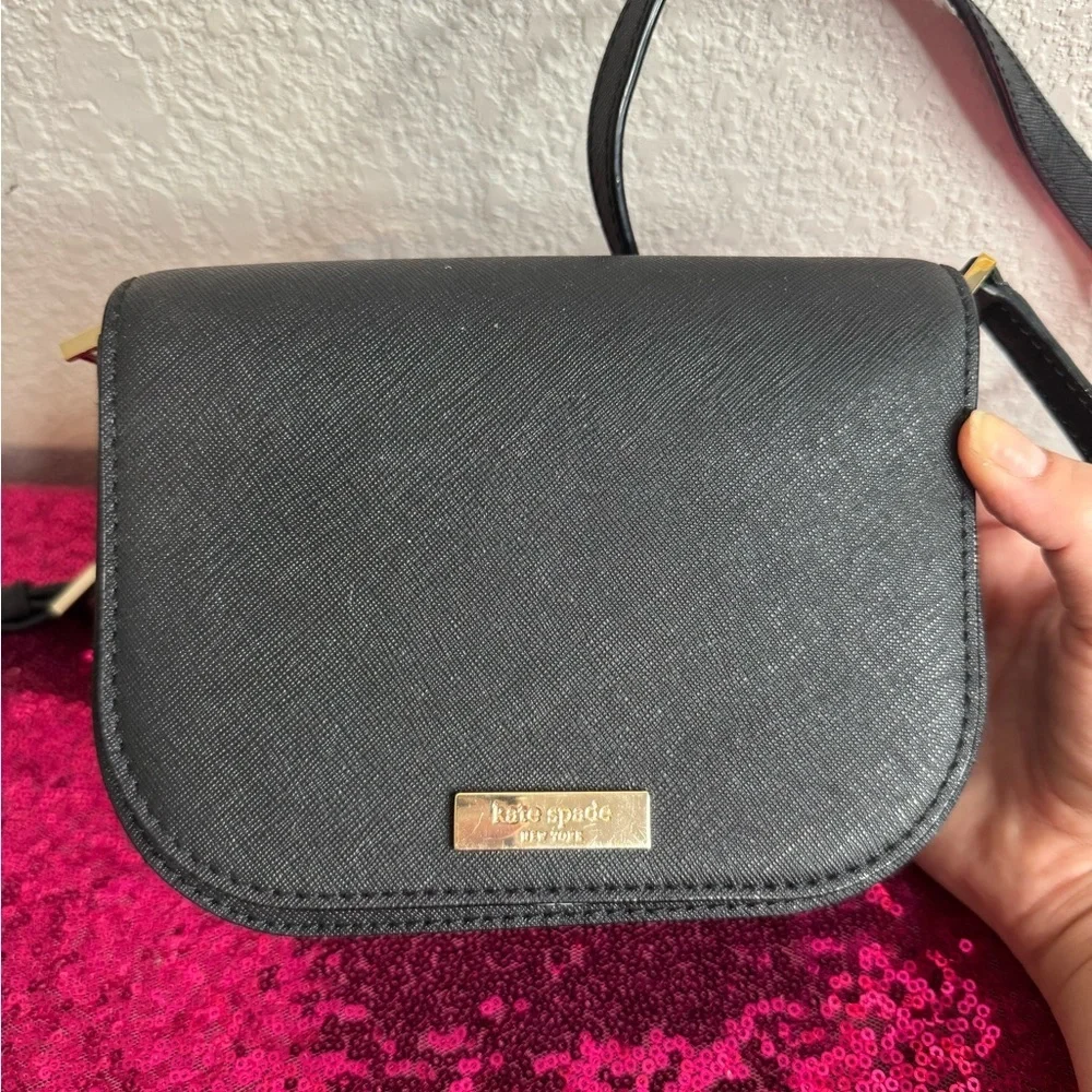 KATE SPADE ♠️ Mini Black Clutch with Crossbody Strap, Gold Hardware - Picture 12 of 12